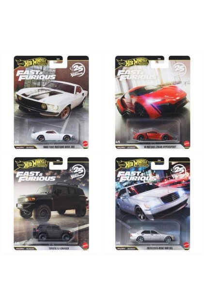Premium Fast & Furious 25. Yıl 4’lü Set – Lykan Hypersport, Mustang Boss 302, Mercedes 50
