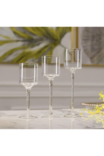 Clear Glass Tea Light Candle Holders Set of 3 for Home, Events & Wedding Decor