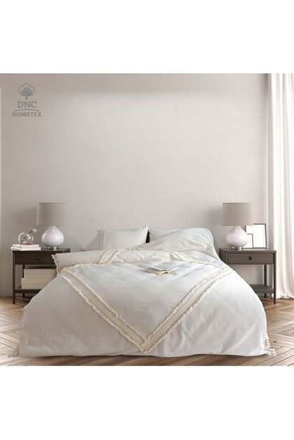 Natural Cream Baklava Model King Size Duvet Cover Set