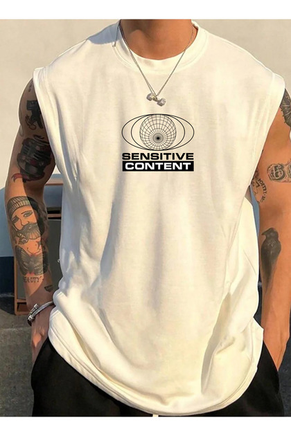 Content Printed Basketball Clothing Sportswear Zero Sleeve Oversize T-Shirt