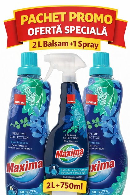 Pachet Promo Maxima Blue Blossom – 2 x Balsam 1 L + 1 x Spray 750 ml