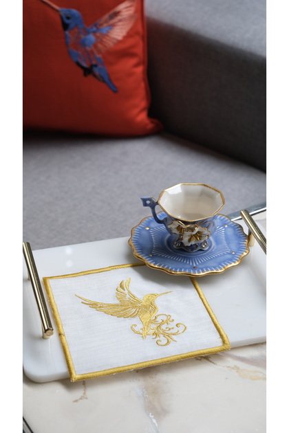 Bee Hummingbird Yellow (Gold) Cocktail Coffee Presentation Napkin