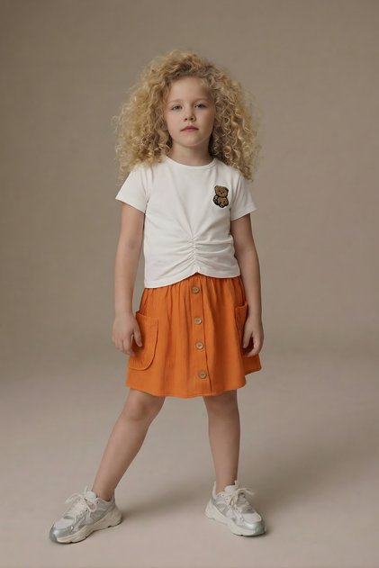 Girl's Summer Set Cotton Short Sleeve Top and Bottom