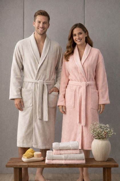 Harmony 6 Piece Stone & Powder Family Bathrobe Set