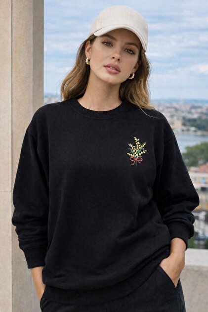 Sweat Embroidered Arma-Flower-Thin Series- Black