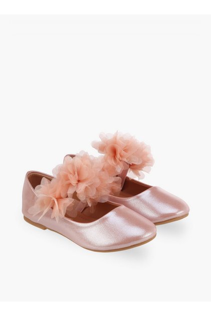 Girls Floral Applique Ballerina Shoes