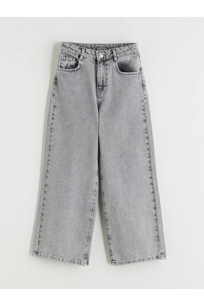 Gray Wideleg Girls' Jean Trousers