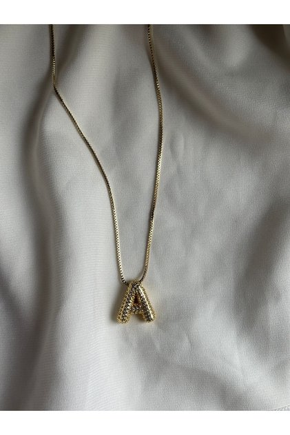Vip Model Zircon Stone Steel Gold Balloon a Letter Necklace