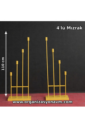 TR Turan Collection Yuvarlak 7'li Mızrak Şamdan Gold Kaplama
