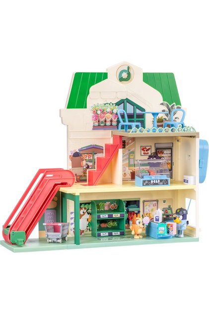 Bingo Supermarket Playset with Escalator, Pretend Play Toys for Toddlers, Sounds and 15 Pieces