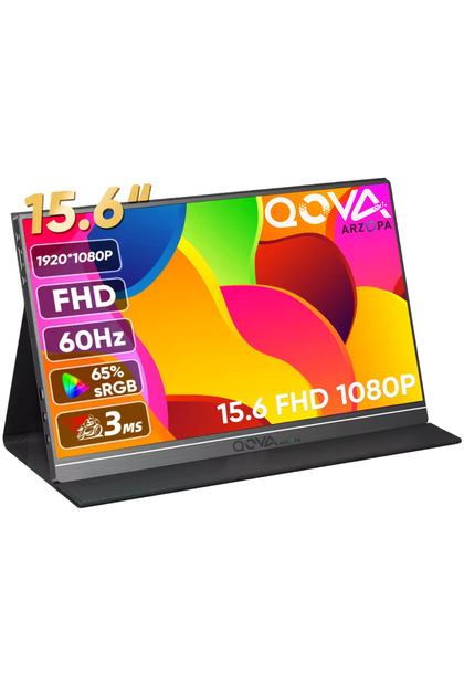 Monitor portabil Arzopa & Qova® de 15,6", FHD 1080p, USB-C și HDMI, HDR, difuzor dublu, ultra subțire