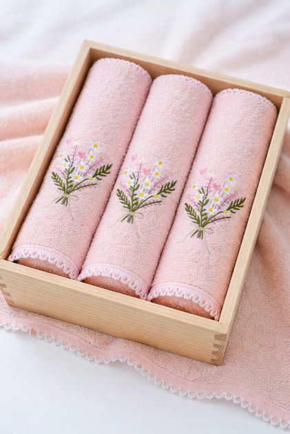 Set of 3 Hand/Face Towels 30X50 cm 100% Cotton Microcotton