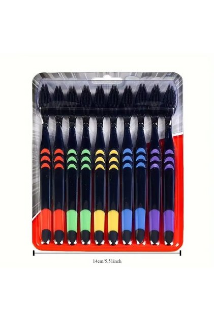 10pcs Cross Border Jianpai Soft Bristle Toothbrush Adult Bamboo Charcoal Household Fine Hair Toothbr