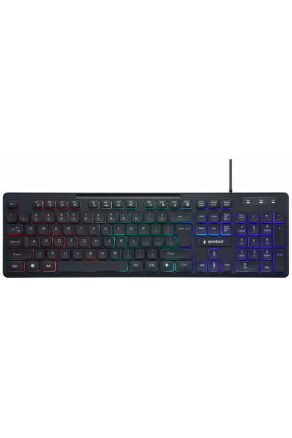 KB-UML-02 Tastatura, Negru, USB, Cu fir, 3 niveluri de luminozitate, 104 taste