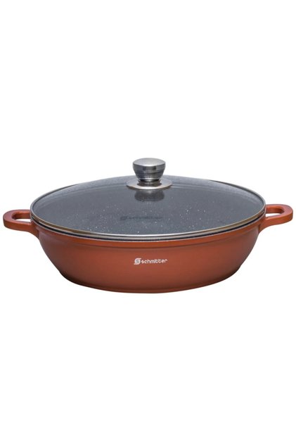 Cratita Schmitter, aluminiu turnat, interior ceramic, maro, 3.5 L, 7.5 x 28 cm