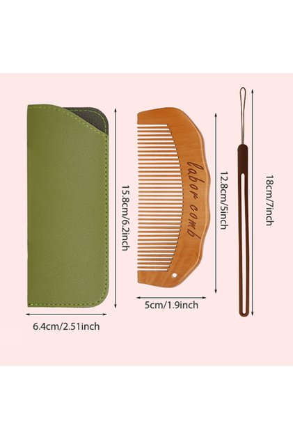 Set Birth Comb for Women Labor, Wooden Labor comb Natural Labor and Delivery Essentials, Birthing Co