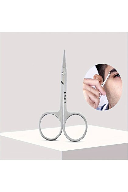 1PC-Silver Stainless Steel Nose Hair Scissors For Facial Hair Trimming&Grooming -Ideal For Eyebrows,