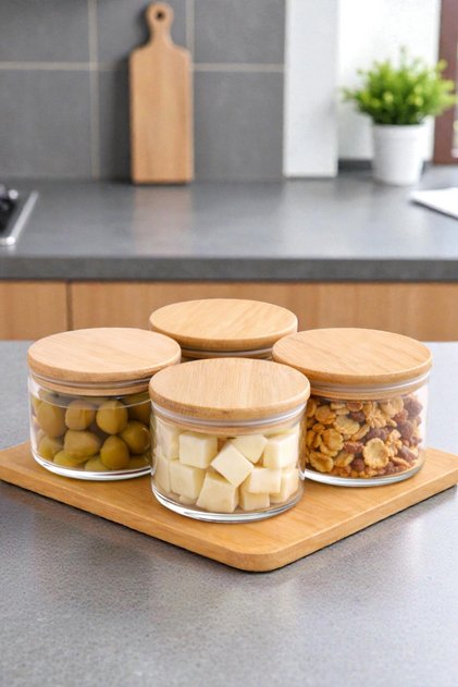 9-Piece Glass Breakfast Set & Storage Container - Leak-Proof Vacuum Bamboo Lid
