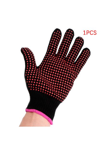 Rose red 1Pcs Hair Salon Styling Gloves Double-sided Hair Straightener Perm Curling Hairdressing Hea