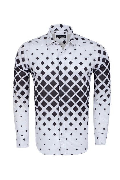 Black and White Geometric Pattern Hidden Pat Shirt.