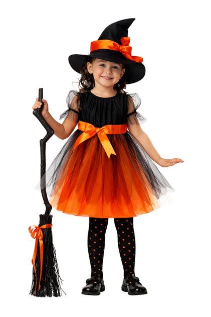 Halloween Çocuk Cadı Kostümü, Sevimli Cadı Kıyafeti