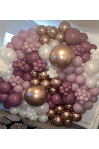 Wild Strawberry Rose Chrome Powder Pink White Balloon Chain Set of 100