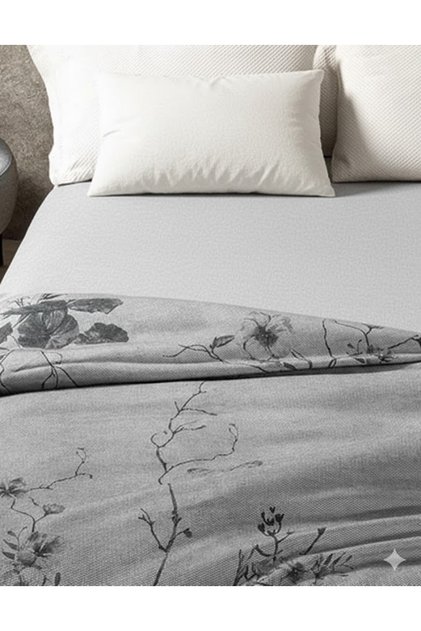 Winter Garden Themed Double Duvet Cover Sheet (Pillowcase Is Not Included) with Painted Yarns, 200X220 cm