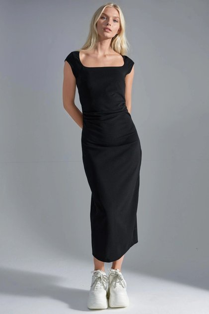 Busem Square Neck Slit Midi Dress