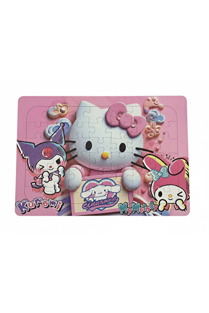CNS GRUP Sevimli Karakterli Çocuk Kuromi Yapboz Puzzle Hello Kitty