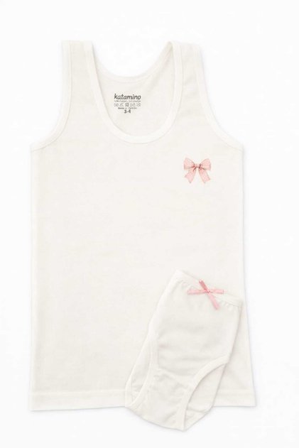 2-Piece Girls' Flexible Cotton Tank Top and Underwear Set