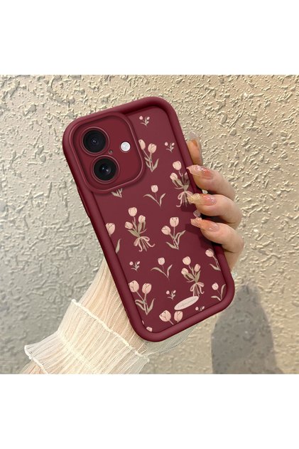 iPhone 16 Compatible, Stylish Floral Pattern Silicone Phone Case