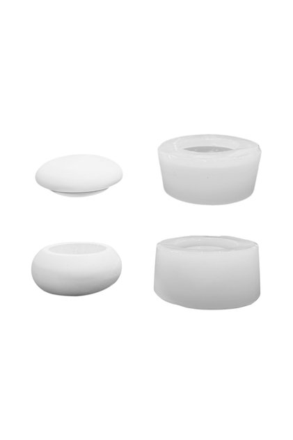 Silikon 3D Minimal Kapaklı Yuvarlak Taş Tozu Mumluk Kalıbı