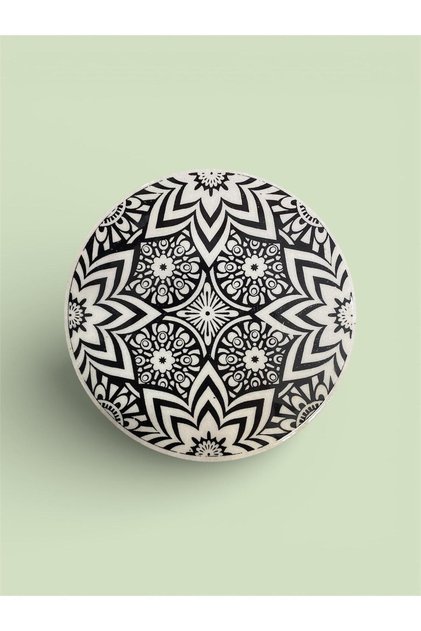 Handmade Tile Patterned Ceramic Trivet - Heat Resistant, 16 cm