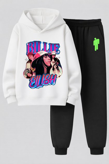Billie Eilish Printed 3-Yarn Quality Sweatshirt and Sweatpants Kids' Top-Bottom Set