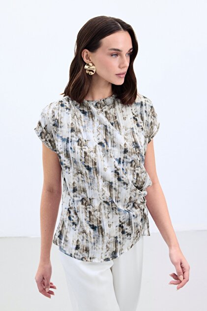 Pleated Sleeveless Blouse - Indigo