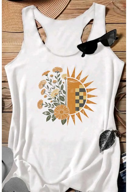 Retro Sun Printed Swimmer Women's T-Shirt