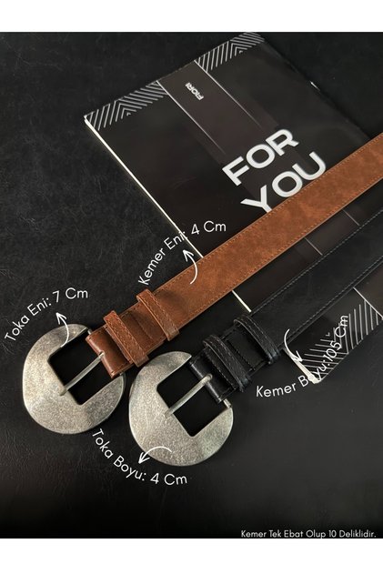 2-Pack Faux Leather Oval Buckle Women's Trouser Belt, Jacket Belt, Shirt Belt, Dress Belt