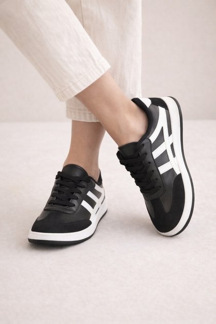 Unisex Günlük Spor Ayakkabı Bağcıklı Şerit Detaylı Sneaker