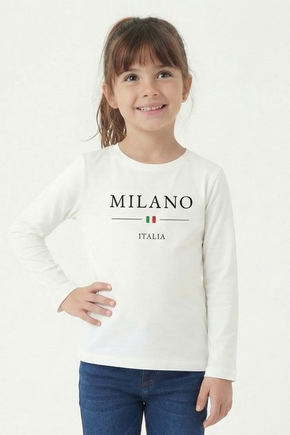 Printed Long Sleeve Girls' T-Shirt B6