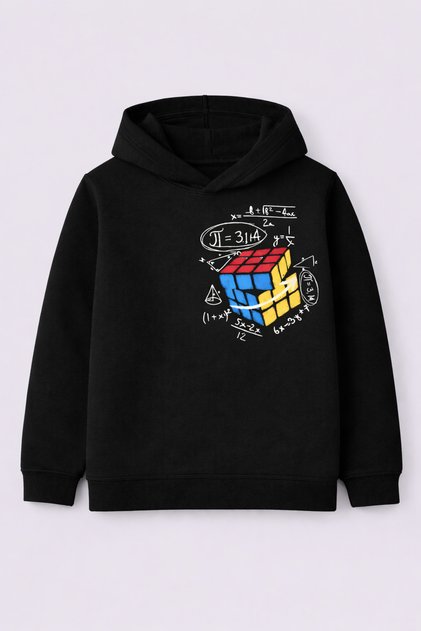 100% Cotton Math Dice Printed Children's Hooded Sweatshirt