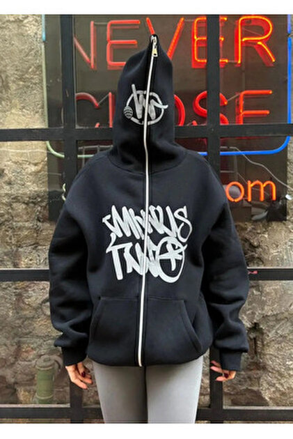 DAĞON'S Oversize Zip-Up Graffiti Hoodie - Full Face Zip - Fiyatı