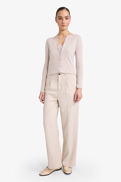 Defacto Slim Fit Dar Kesim Bisiklet Yaka Ribana Uzun Kollu Tişört