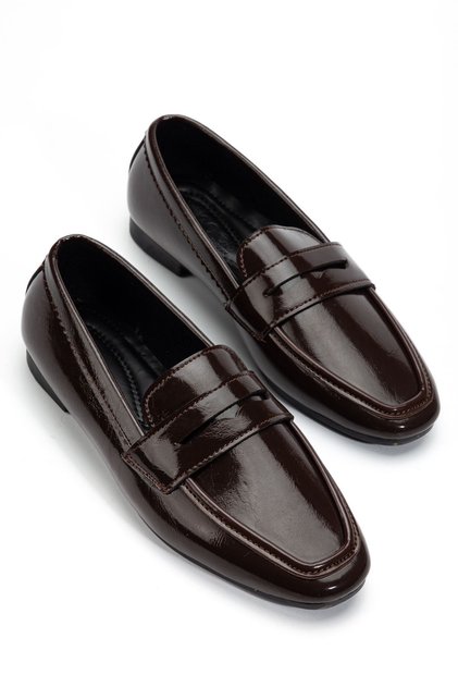 Women's Bitter Brown Patent Leather Classic Flat Sole Lightweight Orthopedic Ballerinas