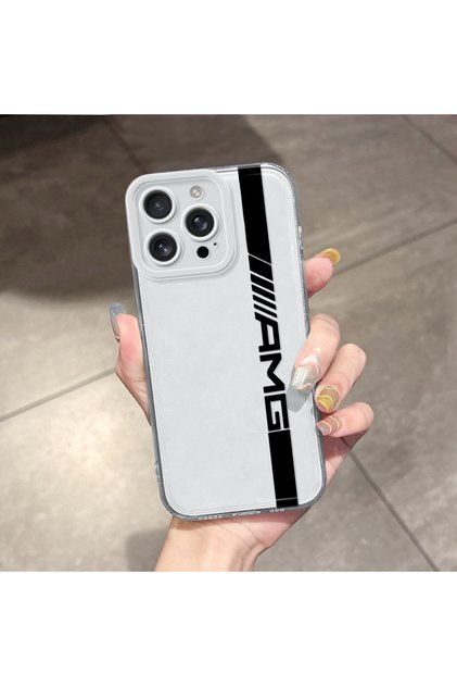 iPhone 16 Pro Max Compatible Transparent Camera Protected Car Brand Pattern Soft Silicone Phone Case