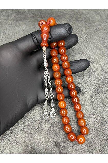 Old High-End Colored Collectible Crimped Amber Prayer Beads