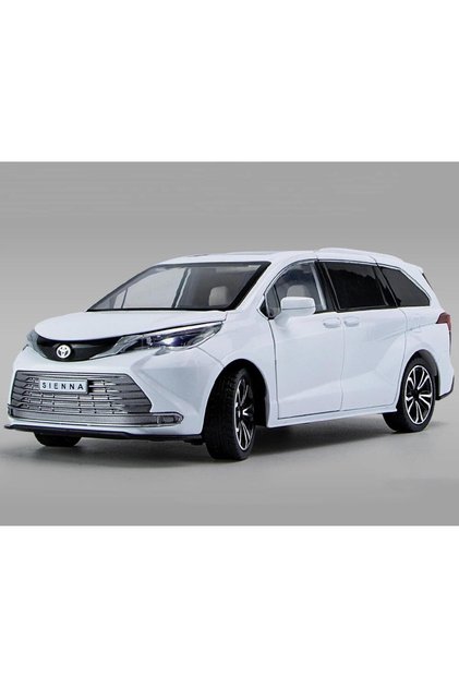 Kutulu Koleksiyon 1 / 24 Ölçek Toyota Sienna MPV Beyaz Metal Araba
