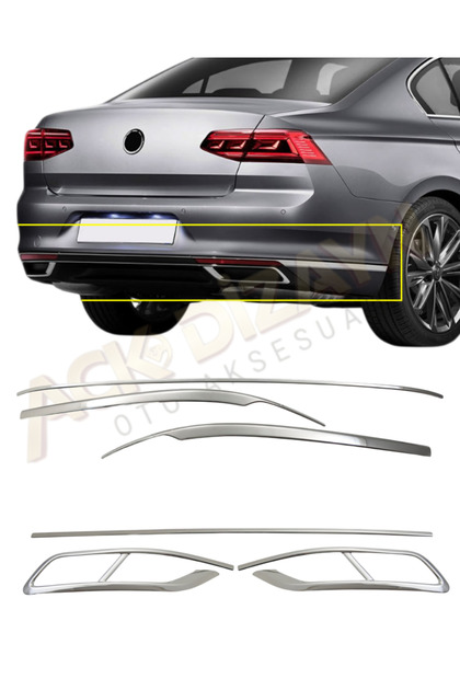 VW PASSAT B8,5 2019+ ARKA 2'Lİ KROM SETİ (EGSOZ DİFÜZÖR ÇITASI+ARKA TAMPON ÇITASI) A+