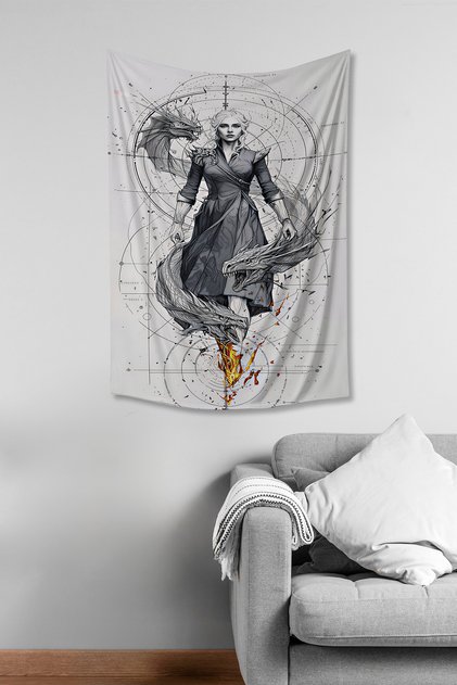 Game of Thrones Khaleesi Patterned Wall Covering Wall Tapestry Tapestry Suede Textured Fabric