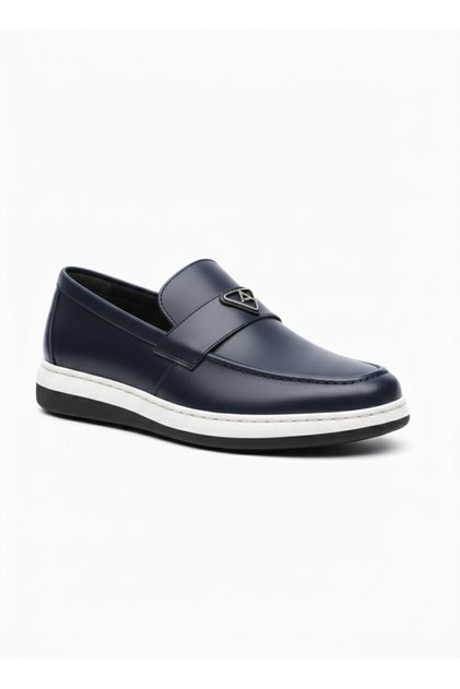 Alvino 367 Navy Blue 100% Genuine Leather Lightweight Ultra Comfortable Casual Men's Shoes