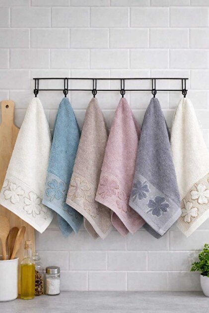 Yonca 30*50 cm 6-Piece Kitchen Towels - Hand and Face Towels - Drying Cloth 100% Cotton